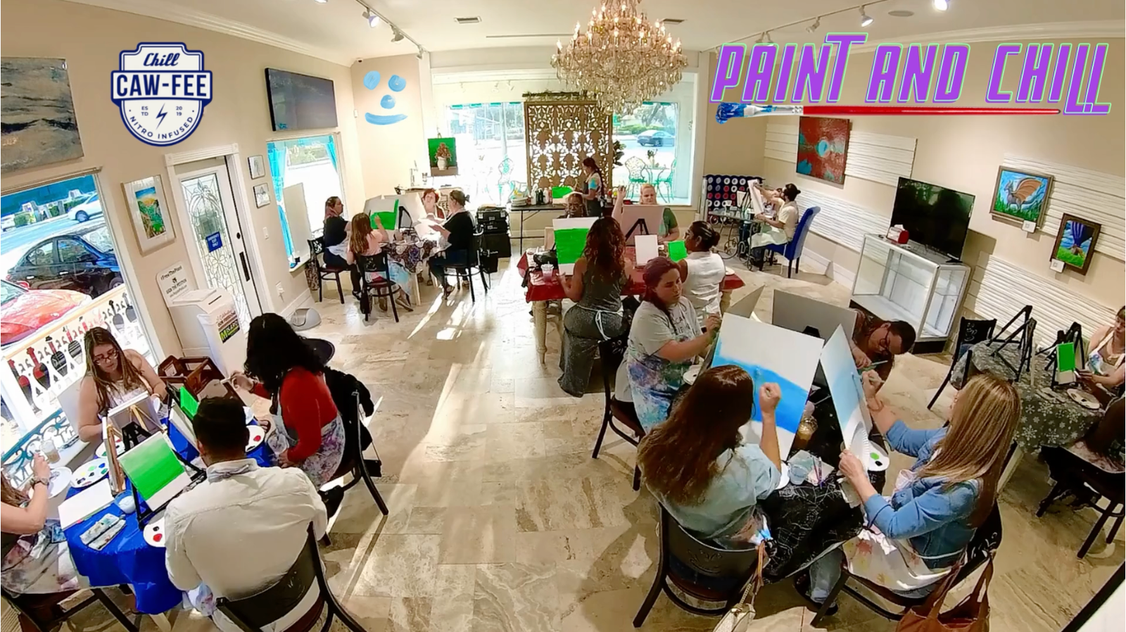 Chill Cawfee Paint and Chill event with people painting